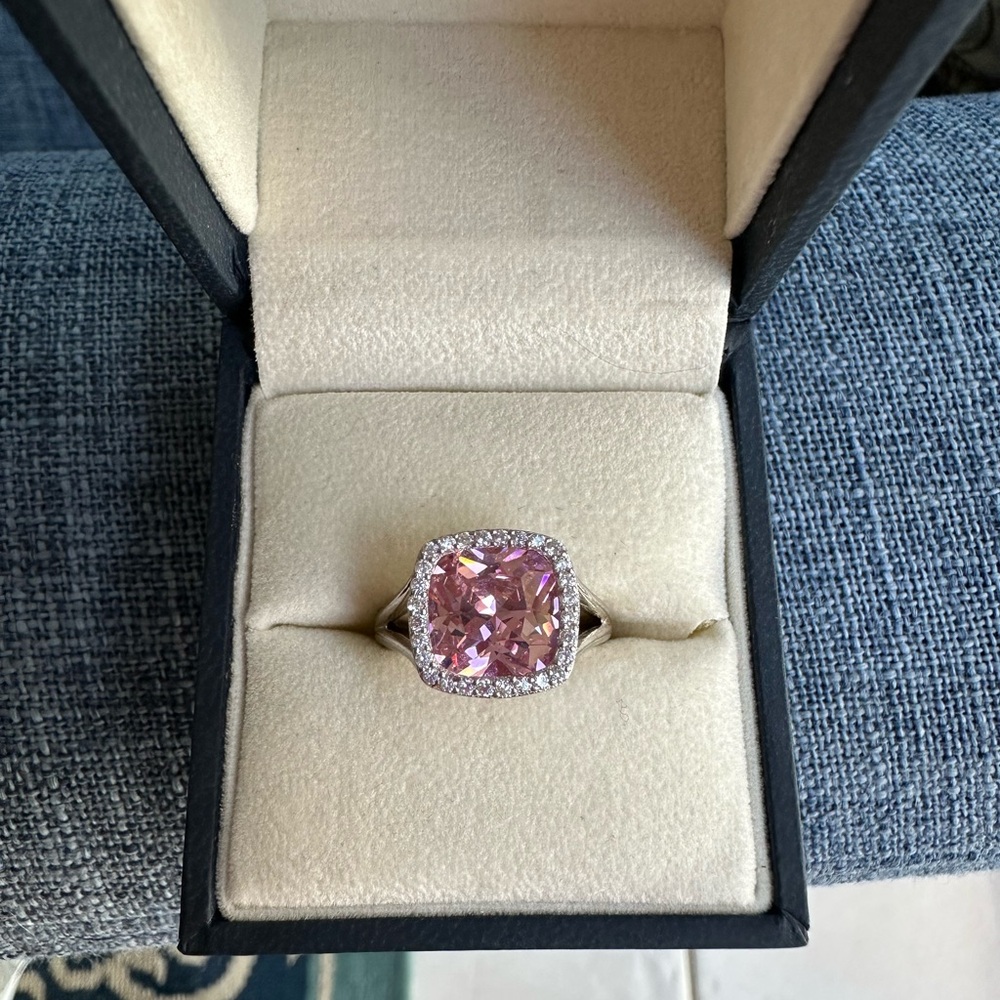 Radiant Pink Gemstone Silver Ring